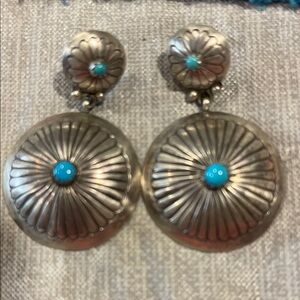 Turquoise Accented Silver Earrings